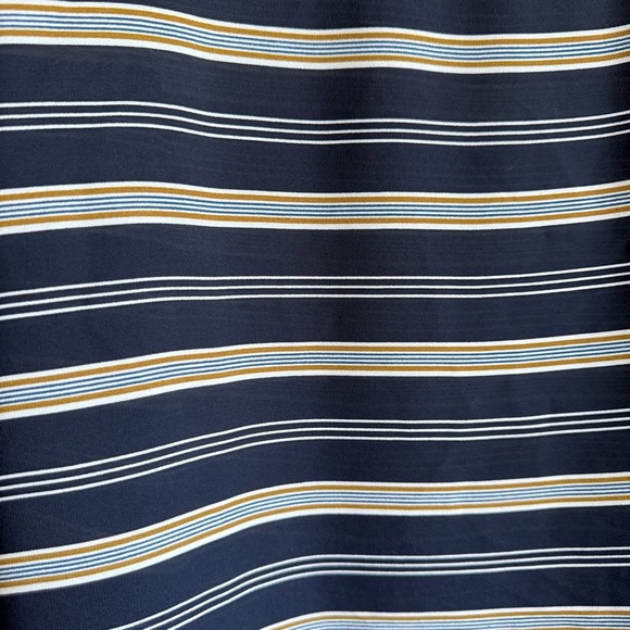 Ann Taylor Navy Blue Striped Roll-Tab Sleeve Scoop Neck Blouse Top Size XL - Picture 3 of 7